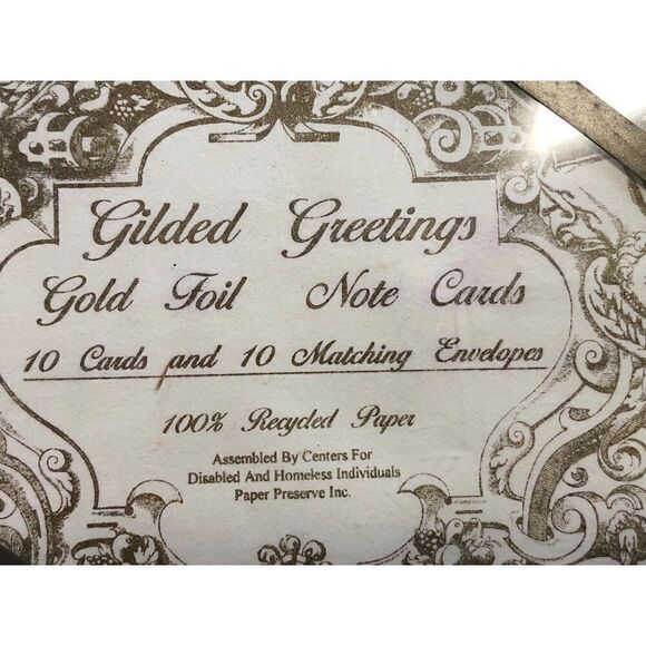 Set of Gilded Greetings Gold Foil Note Cards and Envelopes - Picture 2 of 7